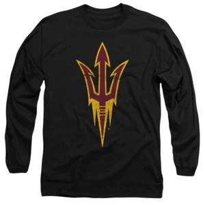 Arizona State Adult Long Sleeve T-Shirt Distressed Primary Logo, Black, S-3XL - Picture 1 of 3