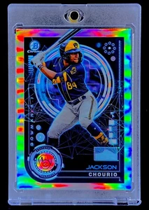 JACKSON CHOURIO RARE ROOKIE REFRACTOR SP Insert 2024 BOWMAN Holo RC Card BREWERS - Picture 1 of 6