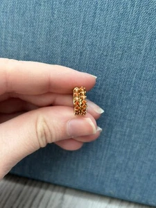 Gold Huggie Hoop Earrings with Dainty Orange Cubic Zirconia - Picture 1 of 3
