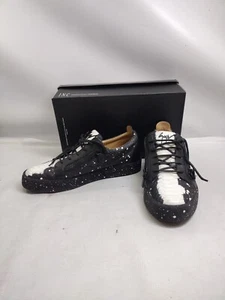 Giuseppe Zanotti paint splatter Leather Sneakers US 11.5 EUR 45 Zip Black White - Picture 1 of 14