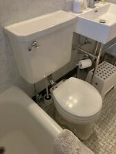 40's Vintage Standard Modernus White Toilet w/ Wall Mount Tank Complete