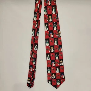 Hallmark Specialties Tie Red Snowman Christmas Candycane Vtg Necktie - Picture 1 of 11