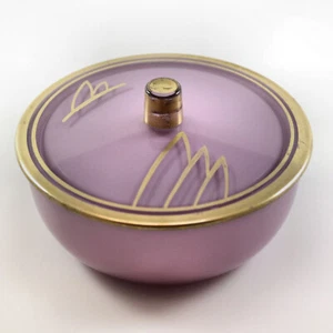 Elegant Glass Art Deco Lilac and Gold Gilt Powder Jar with Ground Bottom - Picture 1 of 4