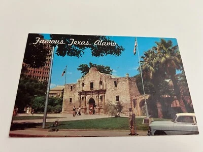 Cartão postal antigo famoso Texas Alamo San Antonio Texas carro antigo - Imagem 1 de 2