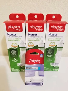 3x Playtex Baby Unisex Drop-Ins Nurser Bottles + 2 Extra Nipples, Age 3 Mos+NEW - Picture 1 of 7