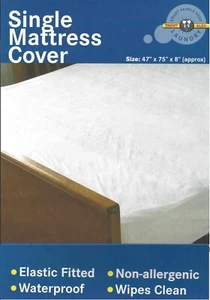 Waterproof Single Mattress Cover Bed Protector Non Allergic Elastic Fitted - Picture 1 of 1