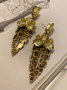 Latoir Fashion Tropical Leaf Yellow Animal Resin Acrylic Rhinestone Bead Earring - Picture 1 of 3