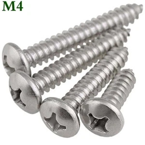 M4 Metric 304 Stainless Steel Phillips Pan Head Screws Self Tapping Wood Screws - Picture 1 of 12