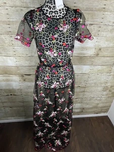 LuLaRoe Deanne II Maxi transparentes Overlay besticktes Blumenkleid - Gr. Klein - Bild 1 von 6