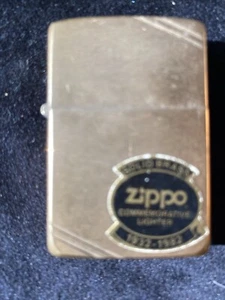 Vintage Solid Brass Commemorative Zippo Lighter 1932-1982 W/Seal. Never Used - Picture 1 of 14