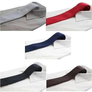 Mens Knitted Skinny Tie Mens Wedding Formal Knit Black White Red Navy Brown - Picture 1 of 22