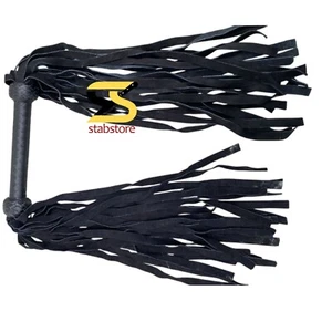 Frusta Flogger Doppia Estremità Pelle Nera Premium 50 Code BDSM Impact Toy - Foto 1 di 4