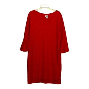ONE MORE THYME RED LACE DRESS BELL SLEEVES V-NECK LONG SLEEVE DRESS SIZE 2X - Picture 1 of 10