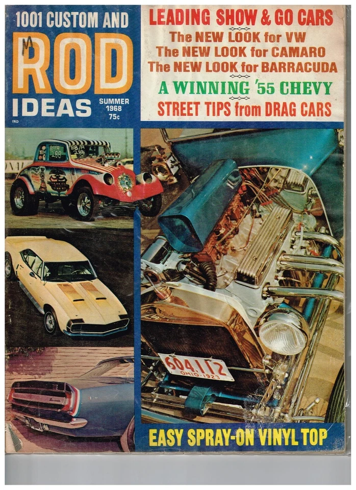1001 CUSTOM AND ROD IDEAS-SUMMER 1968-NEW LOOK-BARRACUDA-CAMARO-VW-STREET TIPS - Image 1 of 1