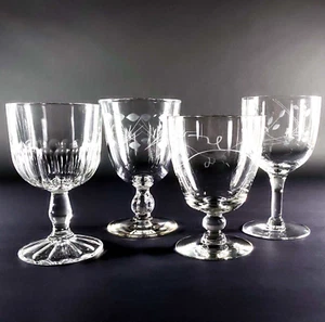 Mismatched Water Goblets Wine Glasses Eclectic Vintage Mix Match Set of 4 - Picture 1 of 8