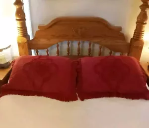 Chenille Pillow Shams Set of 2 Berry Red Burgundy Cotton Standard 20X26 Boho - Picture 1 of 17