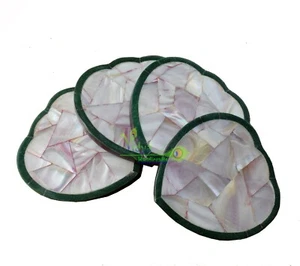 Marble Coaster Set Mother Of Pearl Random Inlay Marquetry Art Decor Special Gift - Picture 1 of 7