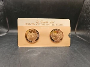 Franklin Mint History Of The United States 2 Bronze Medals 1932-1933 Mint Sealed - Picture 1 of 8