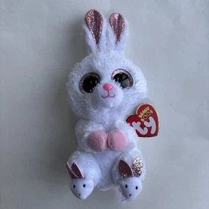 Ty Beanie Boos SLIPPERS the BUNNY 6 Zoll Plüsch weiß rosa Glitzer Hase Spielzeug Ostern - Bild 1 von 9