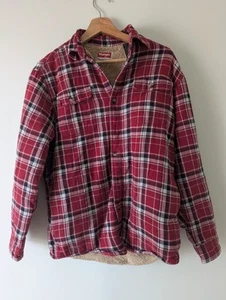 Wrangler Vintage Checked Fleece Lined Shirt Jacket S Men's Red Plaid - Picture 1 of 3