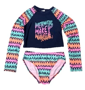 Cat & Jack Mermaid Swim Set Top Rash Guard Bottom Blue | Girls 8 M - Picture 1 of 3