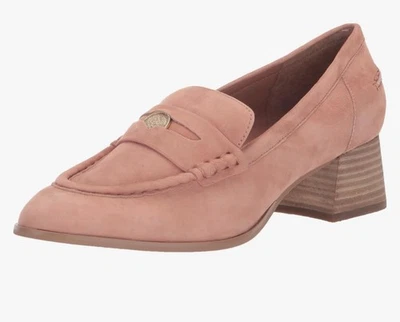 NEW Vince Camuto CARISSLA Sz 9.5 Leather or Suede Heeled Loafer Pumps Malva Pink - Image 1 of 4