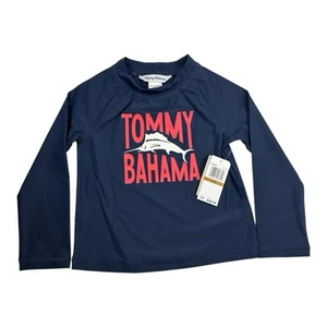 Tommy Bahama Youth Boy's 7 Long Sleeve Rash Guard Swim Shirt Navy Blue Marlin - Picture 1 of 5