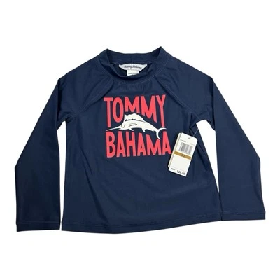 Tommy Bahama Toddler Boy's 3T Long Sleeve Rash Guard Swim Shirt Navy Blue Marlin - Image 1 of 4