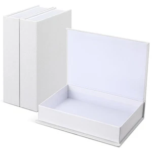 Caja de libros falsa de 3 piezas caja de libros de lino neutro decoración imitación utilería almacenamiento para F... - Imagen 1 de 7