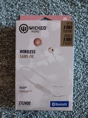 Wicked Audio EX2400 Bluetooth Inalámbrico con Micrófono/Control de Pista Auriculares Rosa NUEVO Foto 1 de 2