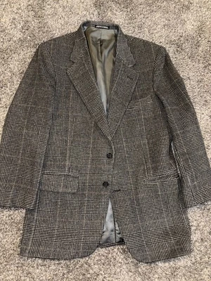 Savile Row Gray Black Jacket Sport Coat Blazer Wool Blend 42L Tweed Preppy! - Image 1 of 4