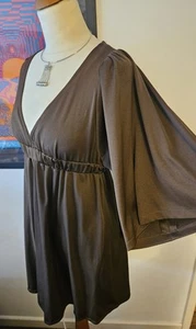 Amazing vintage 1960s 1970s mini mod hippie psych go go dress angel sleeves S - Picture 1 of 5