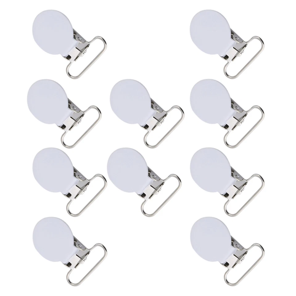 10Pcs 25mm Round Suspender Braces Pacifier Strap Holder Clip DIY Making - Image 1 of 4