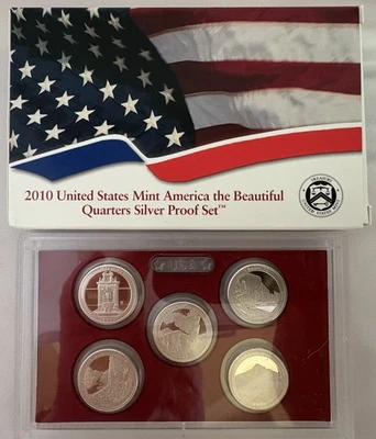 2010 AMERICA the BEAUTIFUL SILVER QUARTERS PROOF SET, Box & COA; Combine Ship! - Image 1 of 4