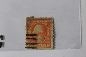 Stamp 1916-17 U.S. Postage Scott #468- 6 Cent Washington Orange Cancelled - Picture 1 of 12
