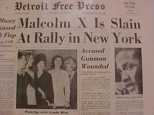 VINTAGE NEWSPAPER HEADLINES~ MALCOLM X ~ KILLED SLAIN NEW YORK GUNMAN SHOT 1965 - Picture 1 of 1