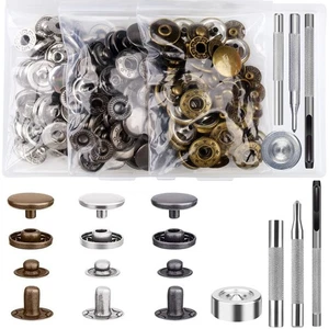 45 Set Leather Snap Fasteners Kit, 15mm Stainless Steel Leather Snaps Kit wit... - Picture 1 of 6