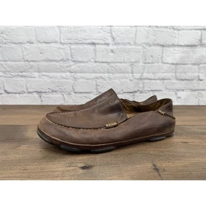 Mocasín sin cordones de cuero marrón OluKai Moloa con espalda plegable zapatos para hombre talla 9,5 - Imagen 1 de 11