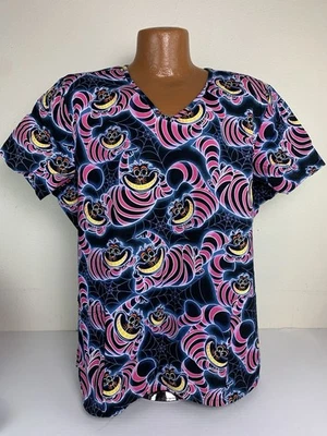 Disney Alice in Wonderland CHESHIRE CAT Scrub Top Women 3XL - Image 1 of 4