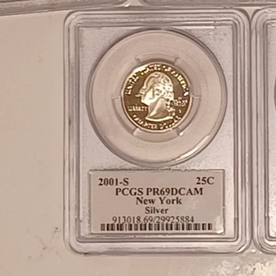 2001-S SILVER New York State Quarter PCGS PR69 DCAM With State Flag Holder 25C - Image 1 of 2