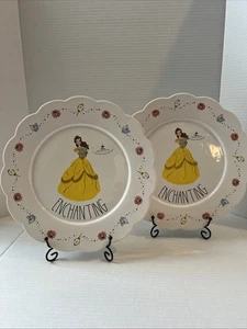 Rae Dunn Disney Princesa Bella Encantadora Juego de 2 Platos La Bella y la Bestia Nuevo - Imagen 1 de 3