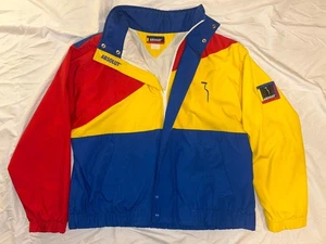 Vintage 80s 90s Absolut Vodka Promo Color Block Jacket Coat Zip Logo Lined Sz XL - Picture 1 of 24