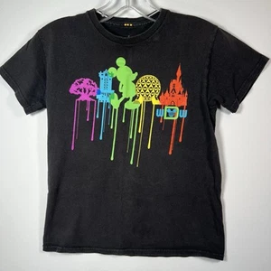 Disney Parks Icons Logo T-Shirt YM schwarz Disney World Epcot Paint Runs Mickey T - Bild 1 von 6