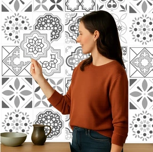 Fliesenaufkleber x 24, grau Mosaik Transfers wasserdicht, 150 mm x 150 mm 6 Zoll G03 - Bild 1 von 13