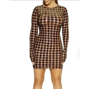 Vestido ceñido al cuerpo de espiga Naked Wardrobe para mujer M estampado negro tostado jugar - Imagen 1 de 8