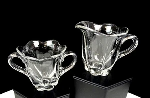 Duncan Miller Canterbury Vintage gepresstes schweres Glas 2 3/4" Milchkännchen & Zucker Set - Bild 1 von 9