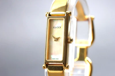 [Near MINT] GUCCI 1500L 12mm Gold Shell Dial Women’s Bangle Vintage Watch JAPAN - Image 1 of 4