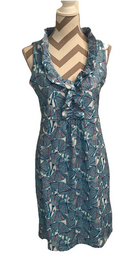 VETEMENTS Abito Tracy Negoshian blu in maglia fantasia geometrica taglia S