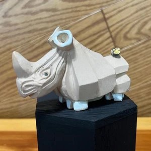 Vintage A. Torreon Nashorn signiert Handwerk Skulptur Figur Keramik 4" Uruguay - Bild 1 von 10