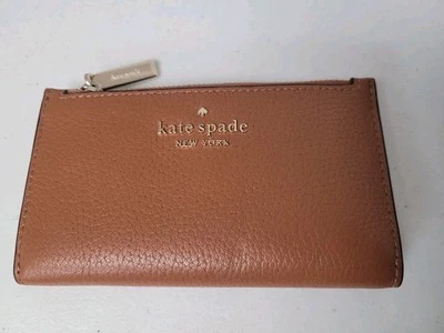 Nueva Cartera Kate Spade Leila Pequeña Delgada Doble Plegable Guijarro Mujer Cuero Pan de Jengibre Foto 1 de 4
